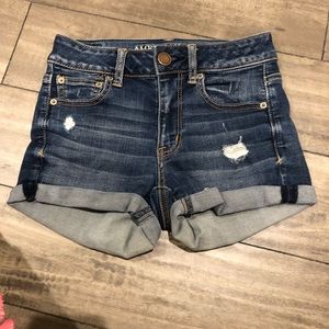 Dark wash denim shorts